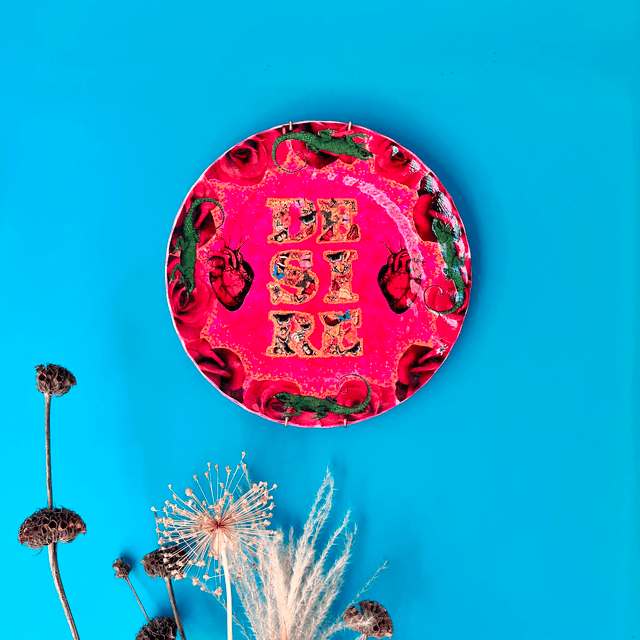 “Desire” Fuchsia Upcycled Wall Plate - House of Frisson