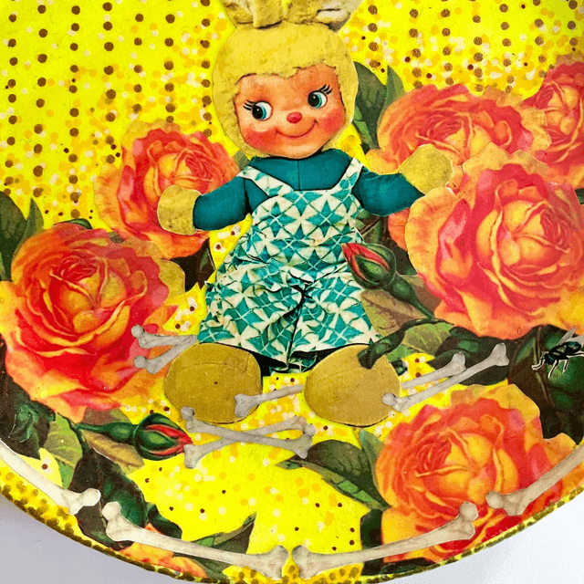"Giggle Guru" Neon Yellow Upcycled Wall Plate - House of Frisson
