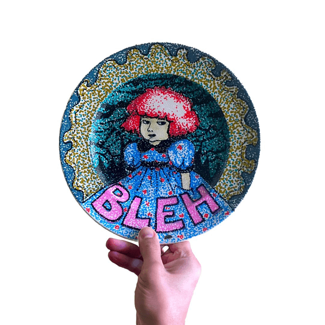 "Bleh" Green Upcycled Wall Plate - House of Frisson