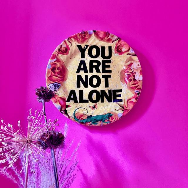 "You Are Not Alone" Yellow Upcycled Wall Plate - House of Frisson