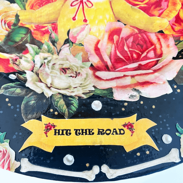 "Hit The Road" Black Upcycled Wall Plate - House of Frisson