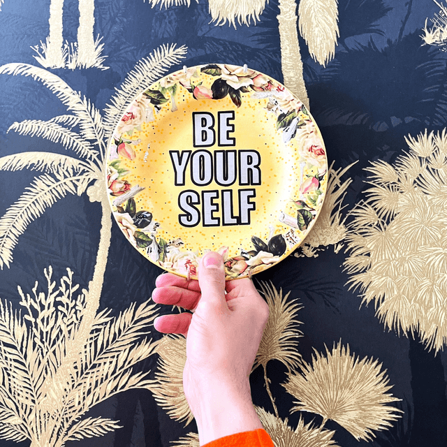 "Be Yourself" Yellow Upcycled Wall Plate - House of Frisson