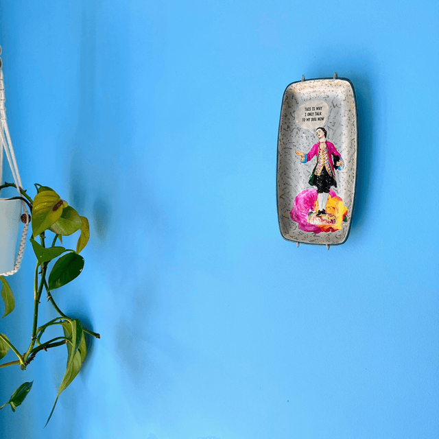"This Is Why I Only Talk To My Dog Now" Silver Upcycled Wall Plate - House of Frisson