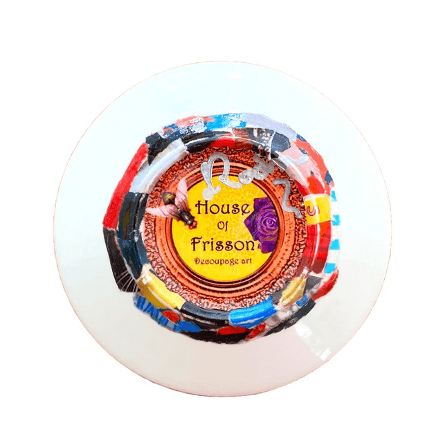 "Stop Scrolling Start Thinking" Neon Peach Upcycled Trinket Dish by House of Frisson
