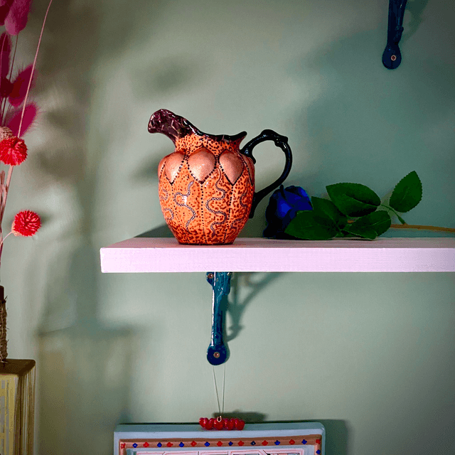 Orange and Black Upcycled Flower Vase - "Snakes" - by House of Frisson