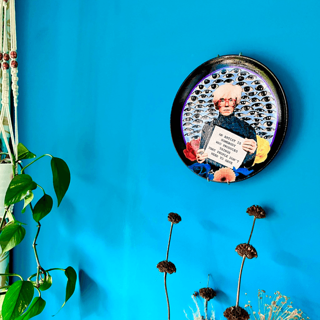 "An Artist Is Somebody Who Produces Things That People Don't Need To Have" Blue Upcycled Wall Plate - House of Frisson