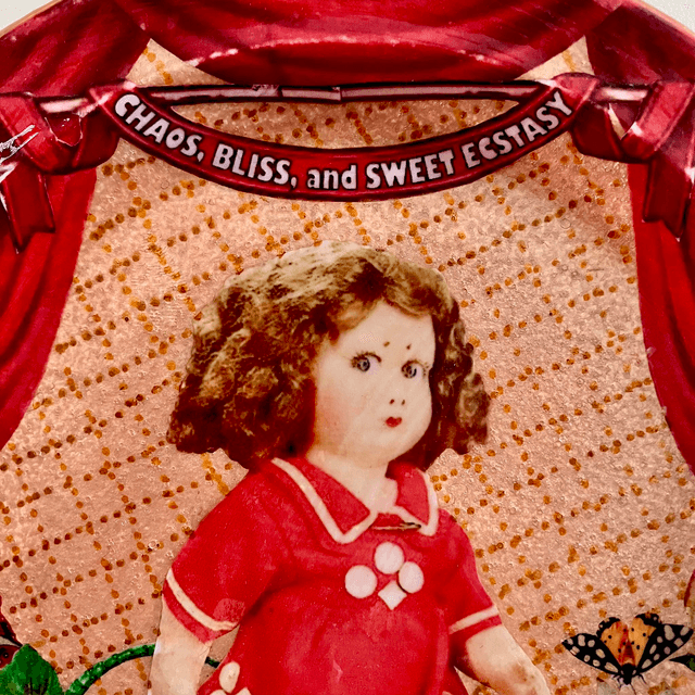 "Chaos, Bliss, and Sweet Ecstasy" - Beige Upcycled Wall Plate by House of Frisson