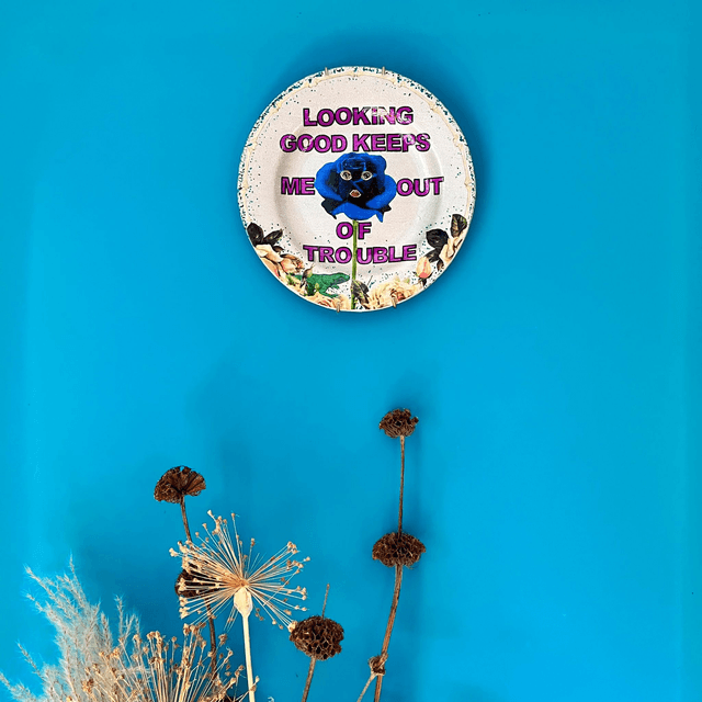 "Looking Good Keeps Me Out Of Trouble" Silver Upcycled Wall Plate - House of Frisson