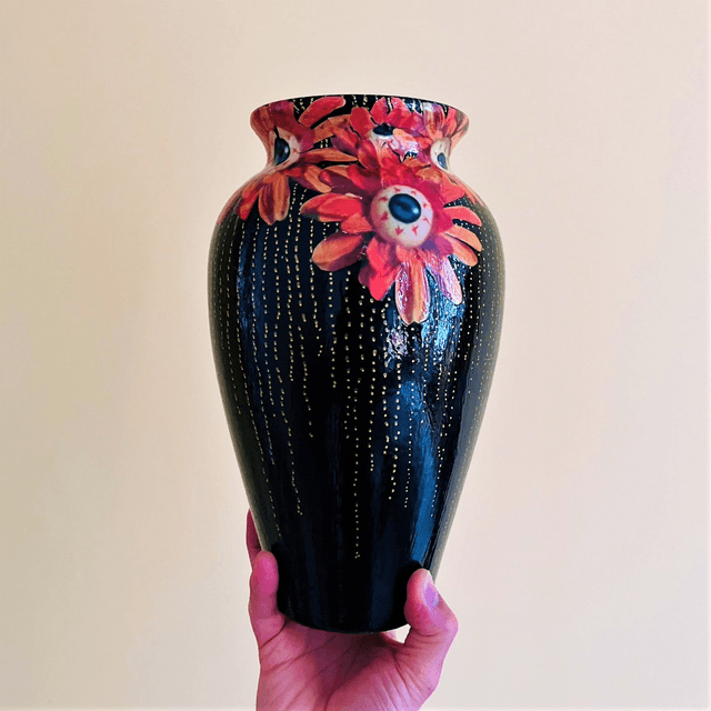 Black “Starey Flowers” Upcycled Flower Vase - House of Frisson