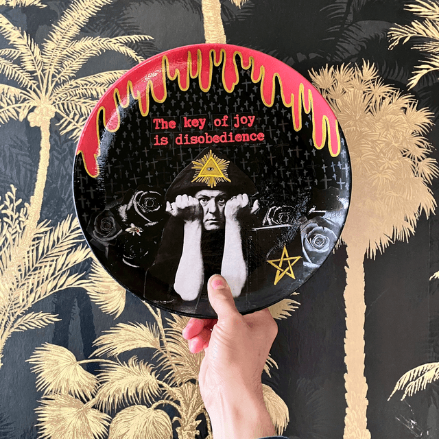 "The Key of Joy is Disobedience" Black Upcycled Wall Plate - House of Frisson