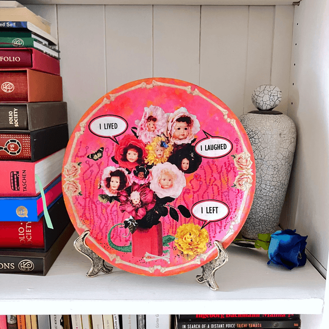 "I Lived I Laughed I Left" Pink Upcycled Wall Plate - House of Frisson