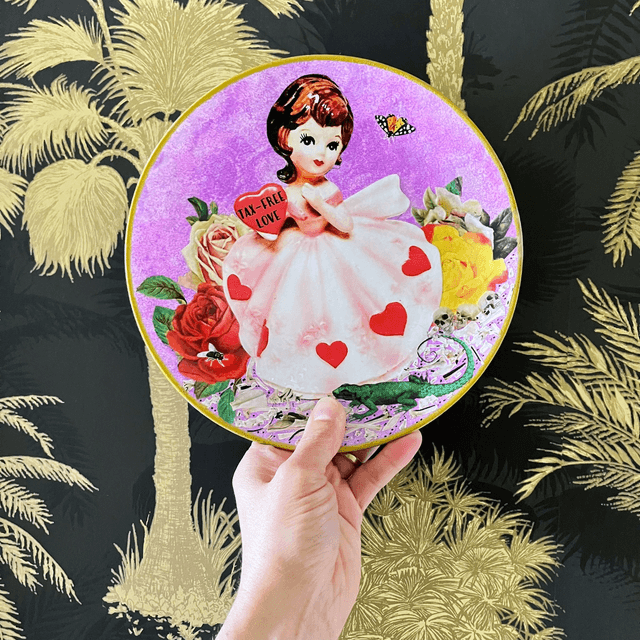 "Tax-Free Love" Purple Upcycled Wall Plate - House of Frisson