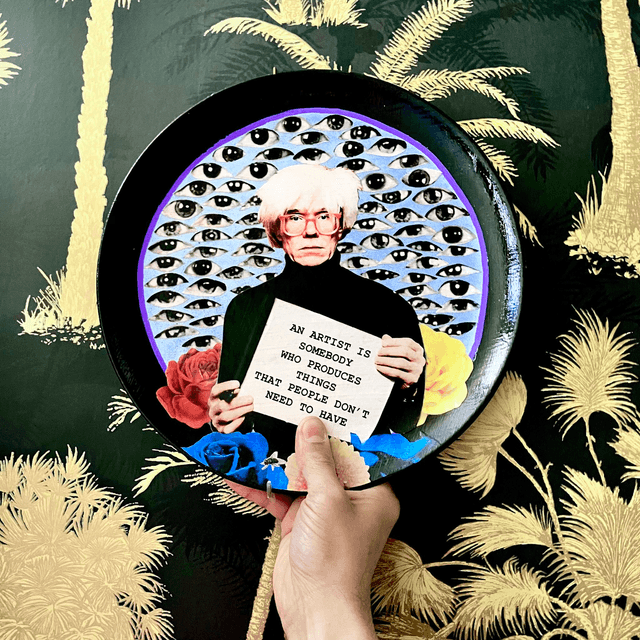 "An Artist Is Somebody Who Produces Things That People Don't Need To Have" Blue Upcycled Wall Plate - House of Frisson