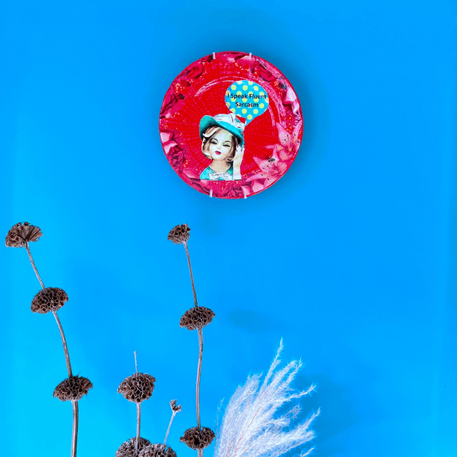 "I Speak Fluent Sarcasm" Red Upcycled Wall Plate - House of Frisson