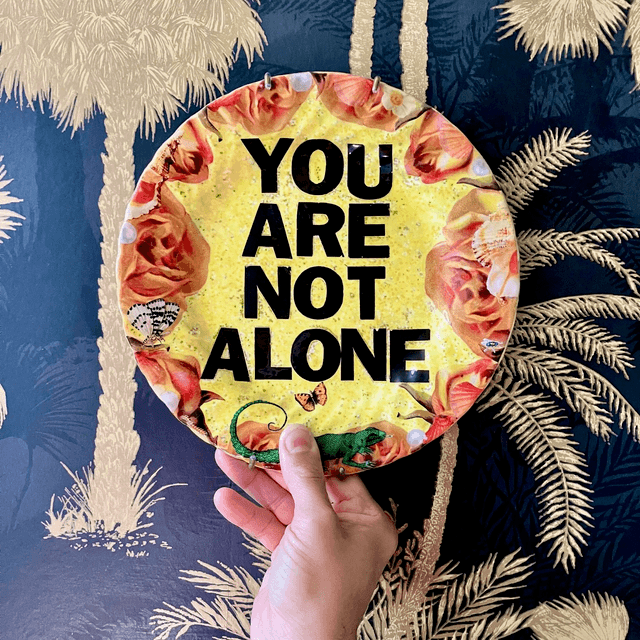 "You Are Not Alone" Yellow Upcycled Wall Plate - House of Frisson