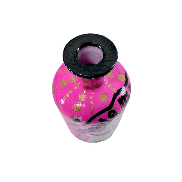 Bright Pink Upcycled Glass Bottle/Flower Vase - "Trouble Maker" - by House of Frisson