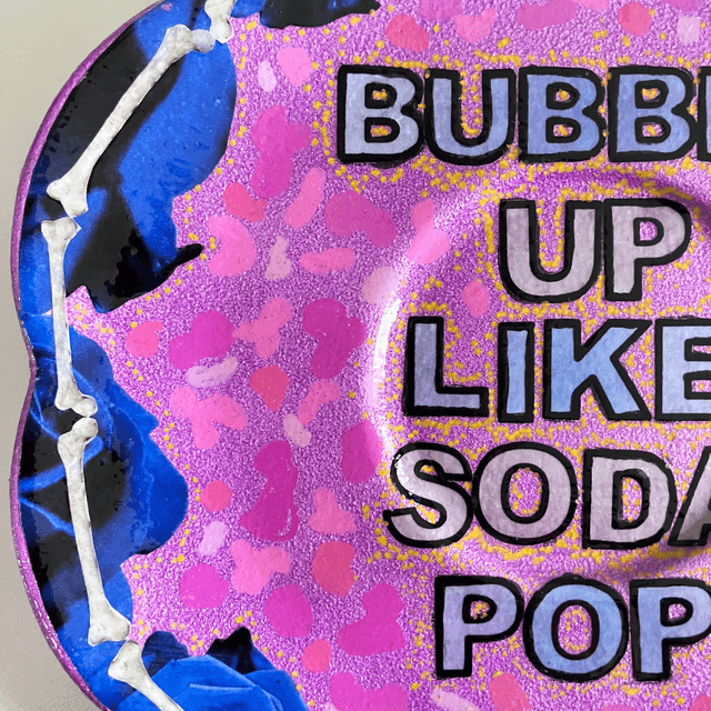 "Bubble Up Like Soda Pop!" Pink Upcycled Wall Plate - House of Frisson