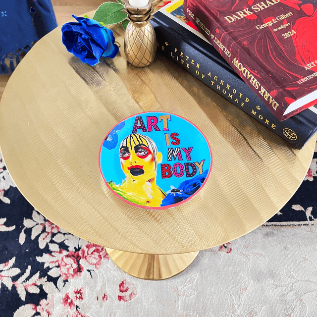 "Art is my Body" Light Blue Upcycled Trinket Dish - House of Frisson