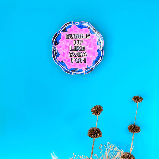 "Bubble Up Like Soda Pop!" Pink Upcycled Wall Plate - House of Frisson