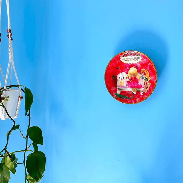 "The Room Was Polite Until I Arrived" Pink Upcycled Wall Plate - House of Frisson
