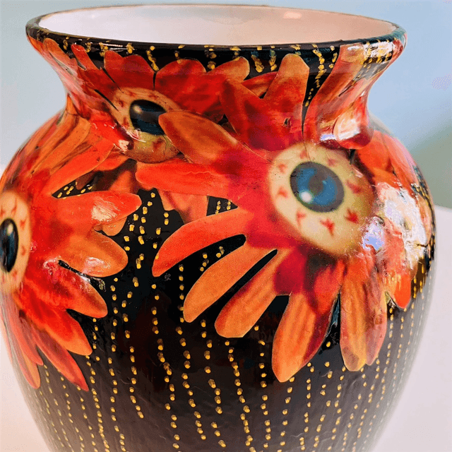 Black “Starey Flowers” Upcycled Flower Vase - House of Frisson