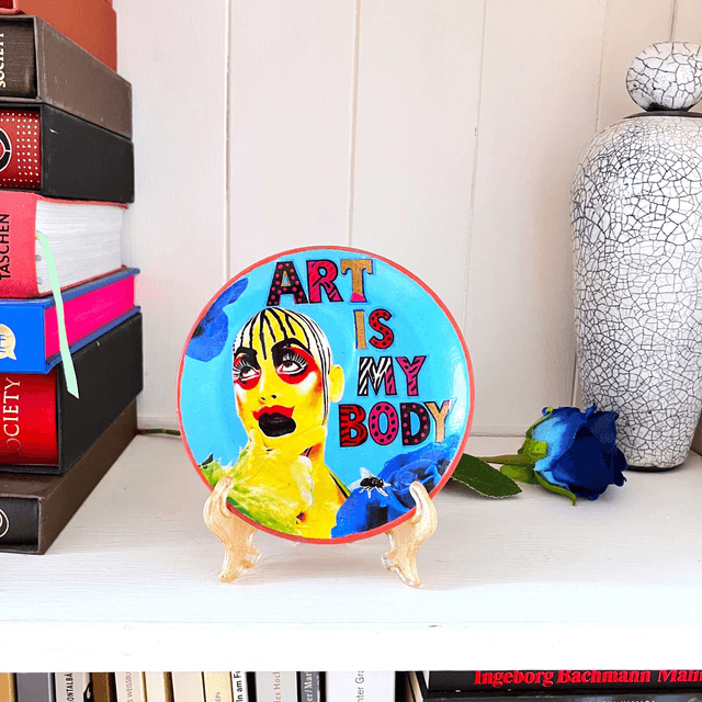 "Art is my Body" Light Blue Upcycled Trinket Dish - House of Frisson