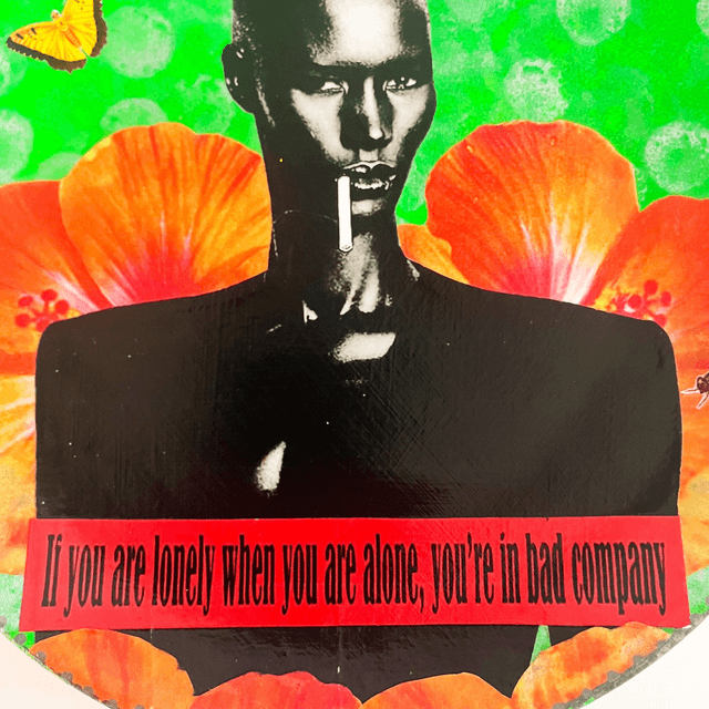 "If You Are Lonely When You Are Alone, You're in Bad Company" Neon Green Upcycled Wall Plate - House of Frisson
