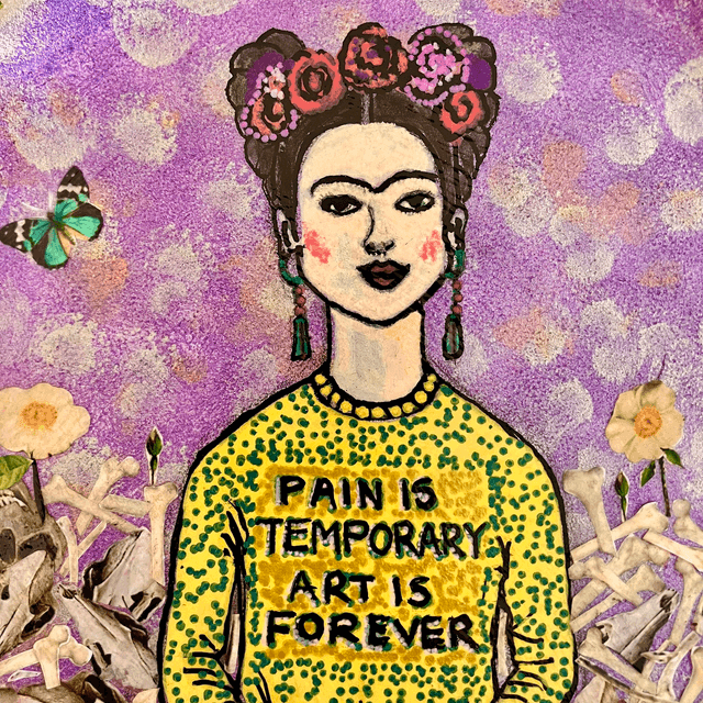 "Pain Is Temporary Art Is Forever" Lilac Upcycled Wall Plate - House of Frisson