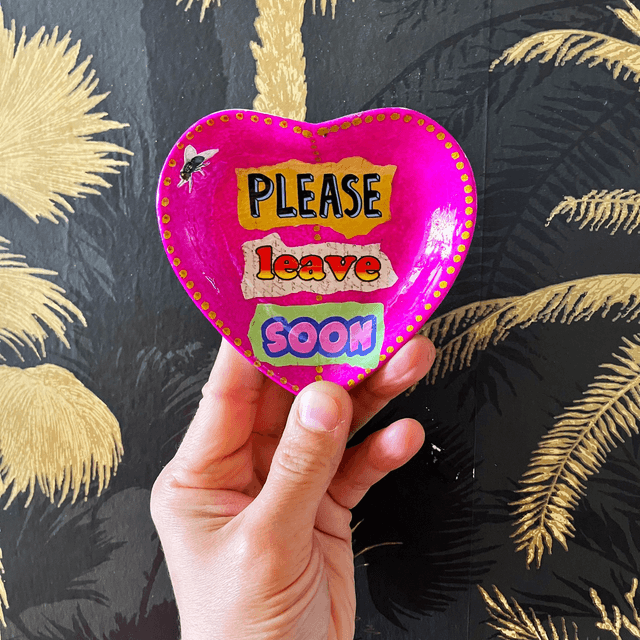 "Please Leave Soon" Neon Purple Upcycled Trinket Dish by House of Frisson