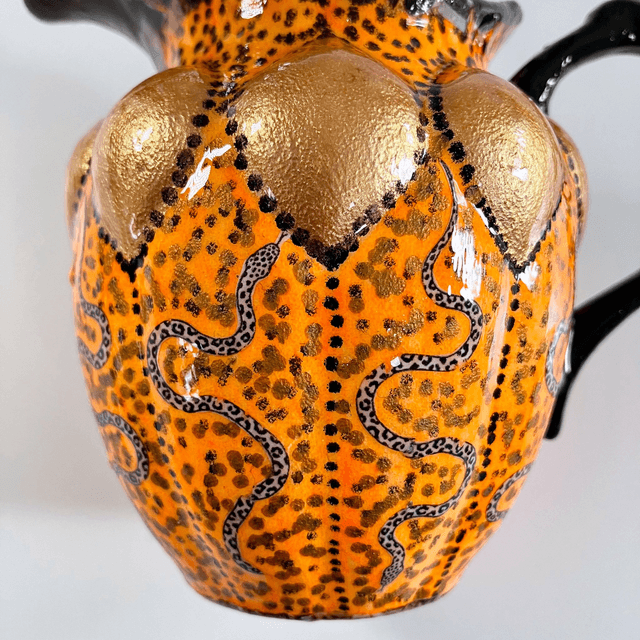 Orange and Black Upcycled Flower Vase - "Snakes" - by House of Frisson