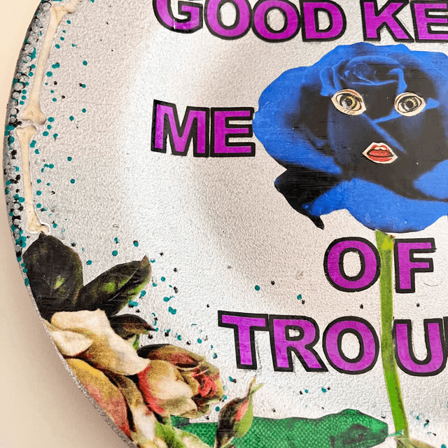 "Looking Good Keeps Me Out Of Trouble" Silver Upcycled Wall Plate - House of Frisson