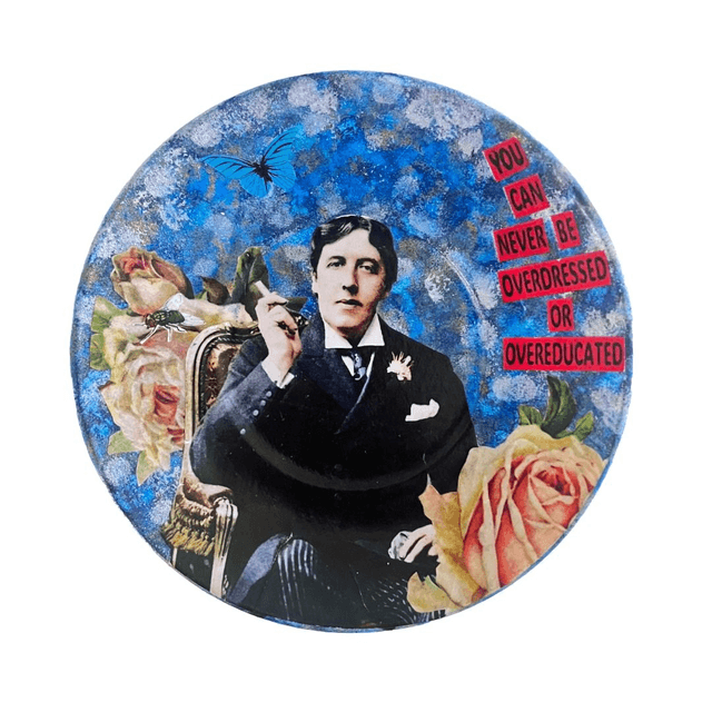 "You Can Never Be Overdressed or Overeducated" Blue Upcycled Trinket Dish - House of Frisson25