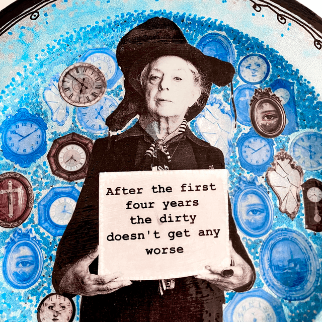 "After the First Four Years the Dirty Doesn't Get Any Worse" Blue Upcycled Wall Plate - House of Frisson