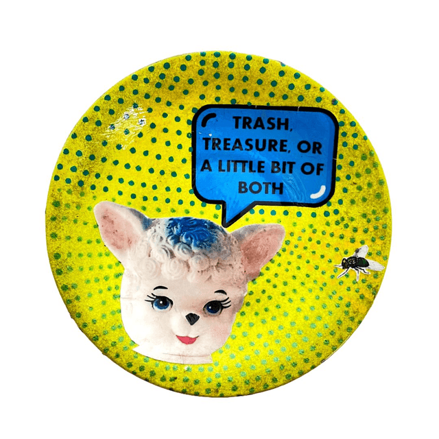 "Trash. Treasure, Or A Little Bit Of Both" Neon Lime Green Upcycled Trinket Dish by House of Frisson