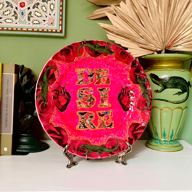 “Desire” Fuchsia Upcycled Wall Plate - House of Frisson
