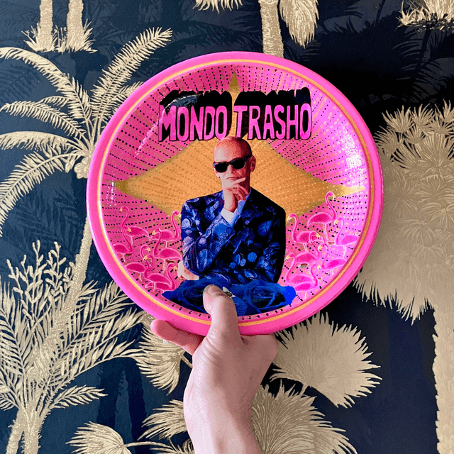"Mondo Trasho" Pink Upcycled Wall Plate - House of Frisson