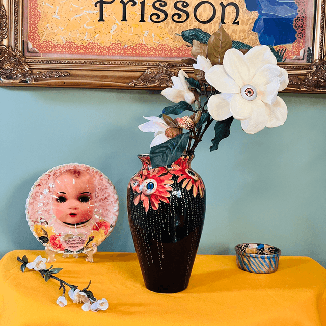 Black “Starey Flowers” Upcycled Flower Vase - House of Frisson