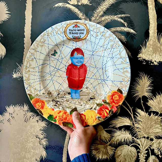 "You're Weird I'll Keep You" Off White Upcycled Wall Plate - House of Frisson