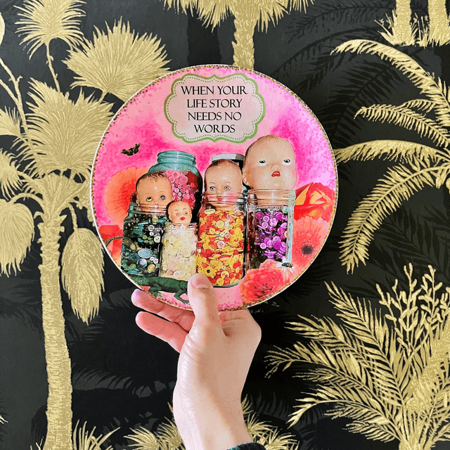 "When Your Life Story Needs No Words" Pink Upcycled Wall Plate - House of Frisson