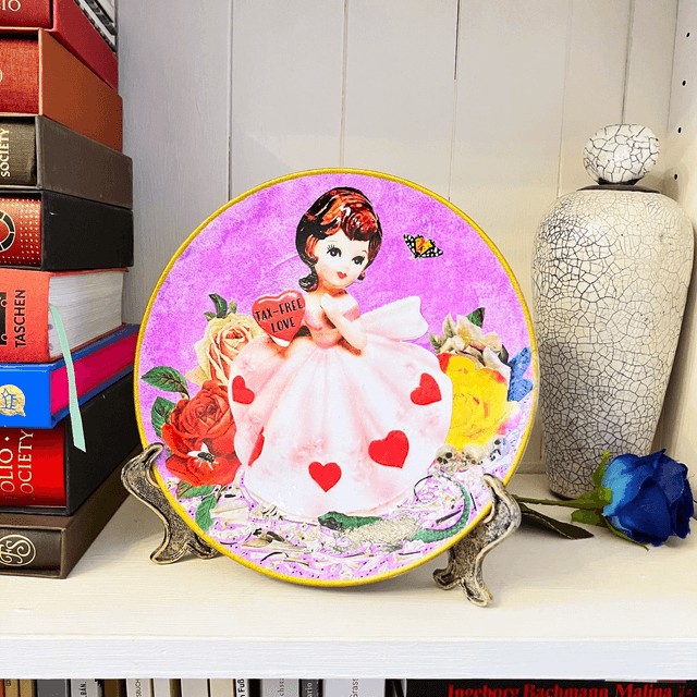 "Tax-Free Love" Purple Upcycled Wall Plate - House of Frisson