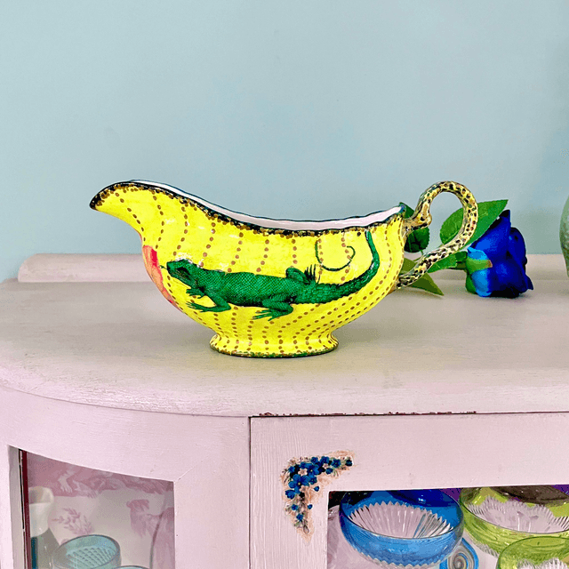 Yellow Upcycled Vase - "Lizard" - by House of Frisson