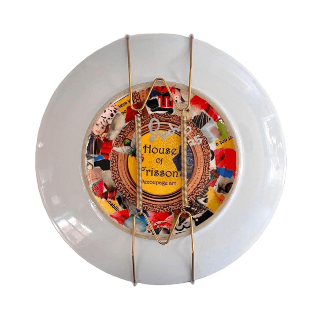 "Don't Blink You Might Miss Something" Neon Orange Upcycled Wall Plate - House of Frisson