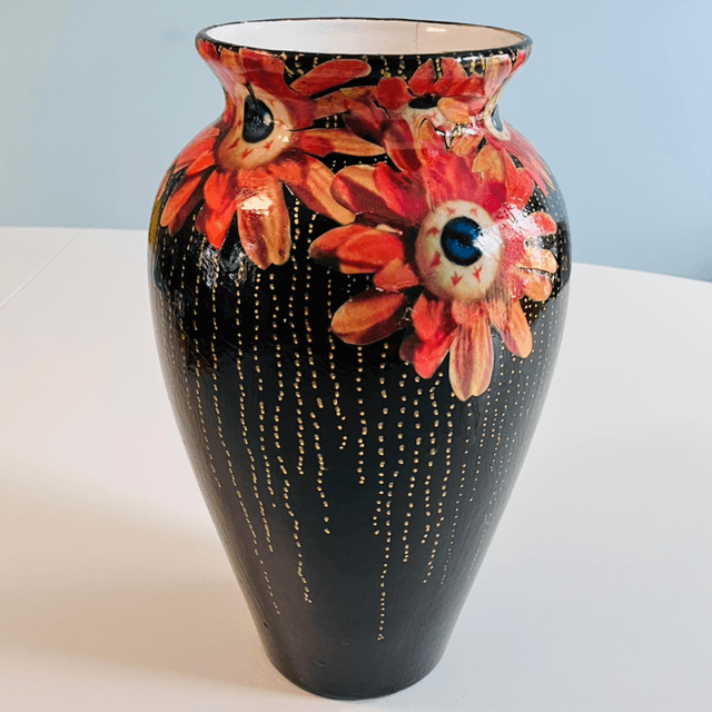 Black “Starey Flowers” Upcycled Flower Vase - House of Frisson