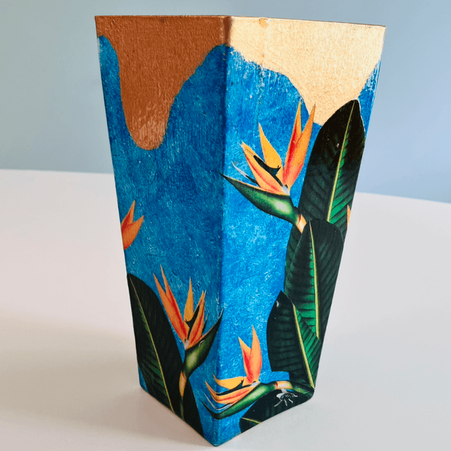 Blue “Strelitzia” Upcycled Flower Vase - House of Frisson