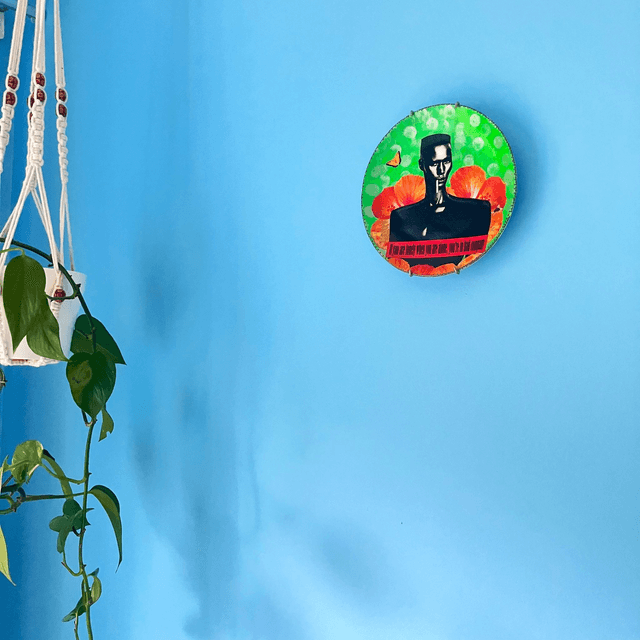 "If You Are Lonely When You Are Alone, You're in Bad Company" Neon Green Upcycled Wall Plate - House of Frisson