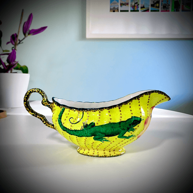 Yellow Upcycled Vase - "Lizard" - by House of Frisson
