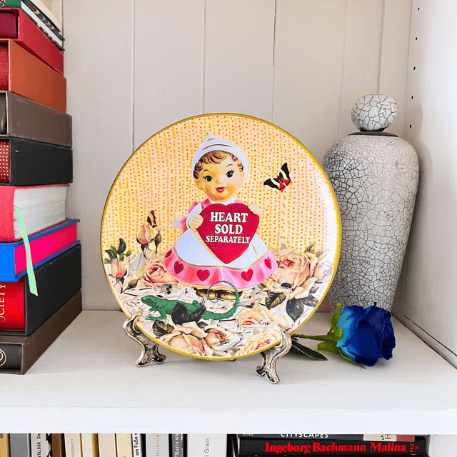 "Heart Sold Separately" Peach Upcycled Wall Plate - House of Frisson