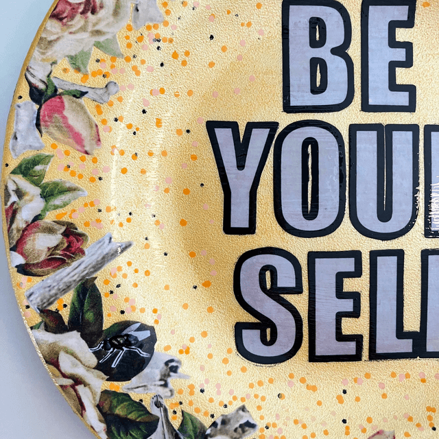 "Be Yourself" Yellow Upcycled Wall Plate - House of Frisson