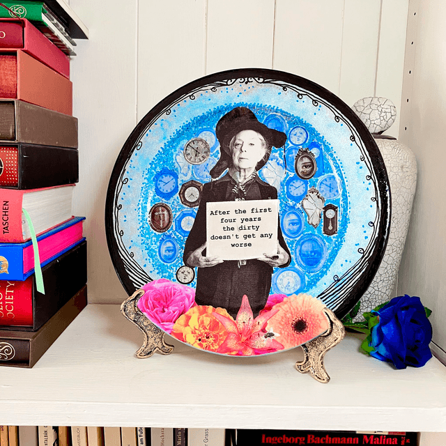 "After the First Four Years the Dirty Doesn't Get Any Worse" Blue Upcycled Wall Plate - House of Frisson
