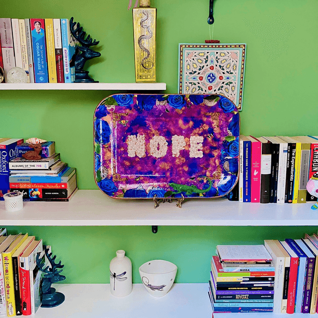 “Nope” Cerise + Blue Upcycled Wall Plate - House of Frisson